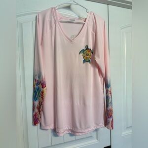 Pink Turtle Graphic Long Sleeve Women's Tee